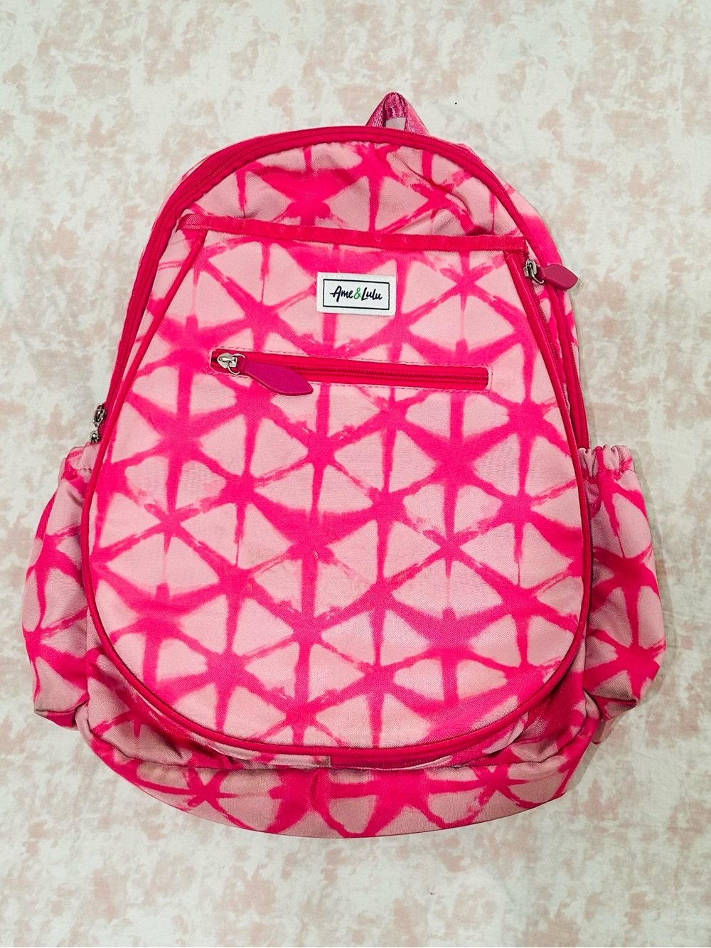 Ame & Lulu Pink Tie-Dye Pattern Game On Tennis Backpack